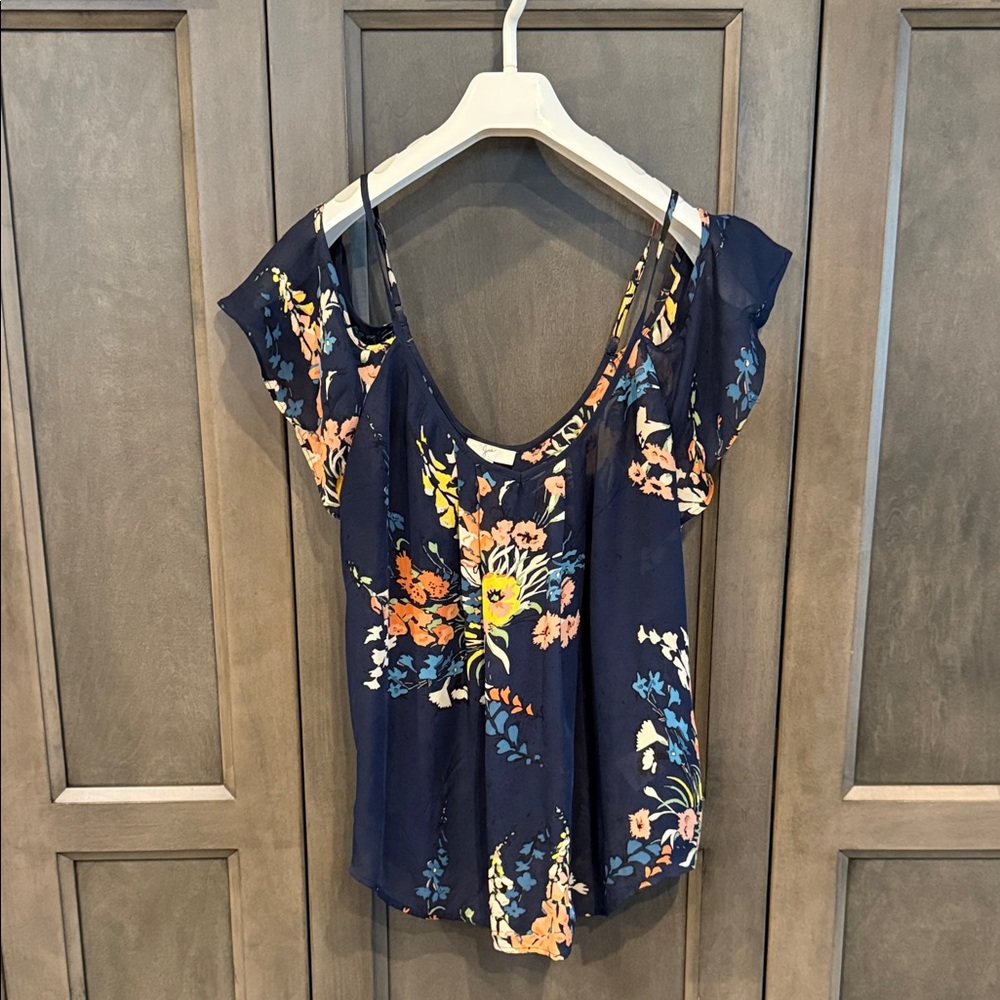 Joie Navy Floral Blouse